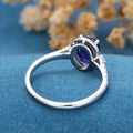 Oval Sapphire Halo | Half Eternity Engagement ring 