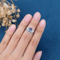 Oval Alexandrite Cluster Engagement Ring Bridal Set 