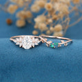 Oval cut Moissanite Engagement ring Bridal Set 