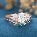Oval cut Moissanite Engagement ring Bridal Set 