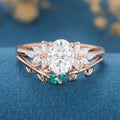 Oval cut Moissanite Engagement ring Bridal Set 