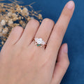 Oval cut Moissanite Engagement ring Bridal Set 