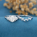 Oval cut Moissanite Engagement ring Bridal Set 