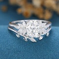 Oval cut Moissanite Engagement ring Bridal Set 