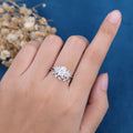Oval cut Moissanite Engagement ring Bridal Set 