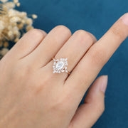 Vintage Oval cut Moissanite Halo Engagement Ring for Women 