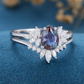 Pear Cut Alexandrite Engagement ring Bridal Set 