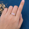 Oval cut Pink Sapphire Cluster Engagement ring 
