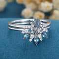 Pear cut Black Quartz | Diamond | Alexandrite Engagement Bridal Set 