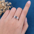 Pear cut Black Rutilated Quartz Cluster Engagement ring 