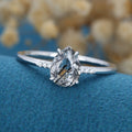 Pear cut Black Rutilated Quartz Engagement ring 