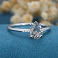 Pear cut Black Rutilated Quartz Engagement ring 