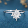Pear cut Moissanite Halo Engagement ring 