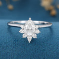 Pear cut Moissanite Halo Engagement ring 