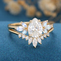 2PCS Oval cut Moissanite Engagement ring Bridal Set 