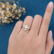 2PCS Oval cut Moissanite Engagement ring Bridal Set 