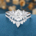 Pear Cut Moissanite Engagement ring Bridal Set 