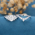 Pear Cut Moissanite Engagement ring Bridal Set 