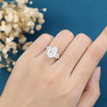 8*12mm Pear Moissanite Cluster Engagement ring 