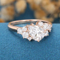 1.25 Carat Vintage Pear shaped Moissanite Cluster Engagement Ring 