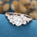 1.25 Carat Vintage Pear shaped Moissanite Cluster Engagement Ring 