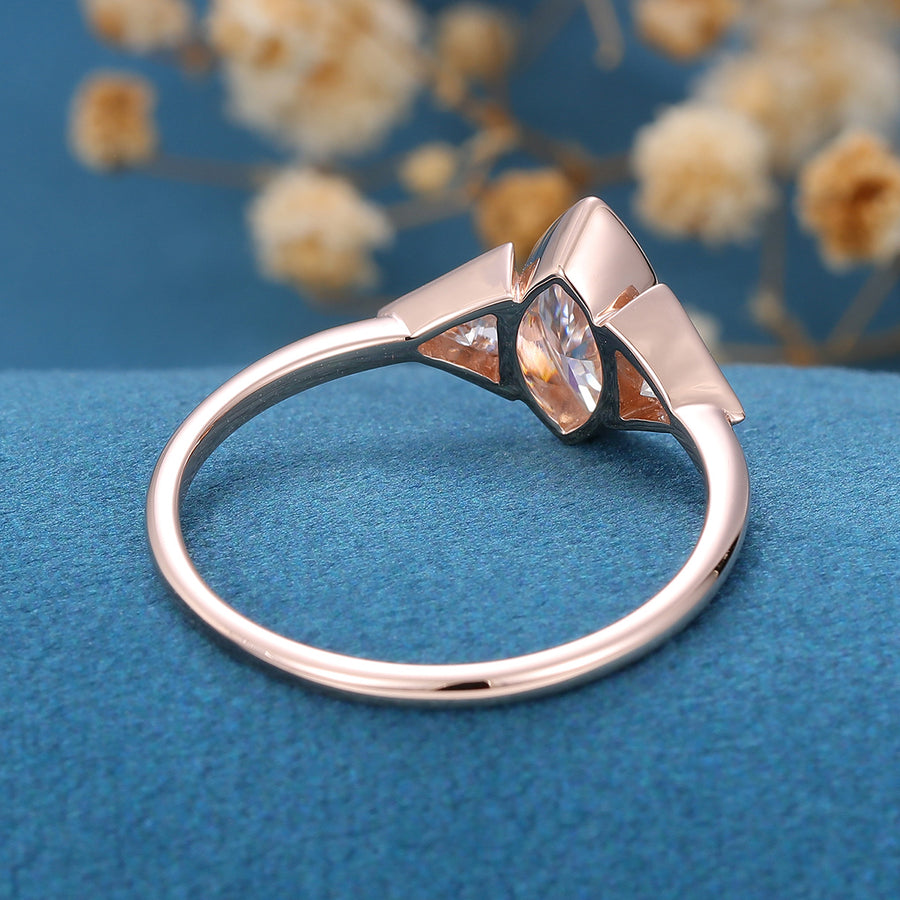 Marquise cut Moissanite | Trillion cut Diamond Engagement ring 