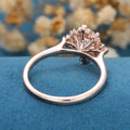 Round cut Moissanite Halo Baguette Engagement Ring 