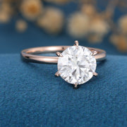 8.5mm Round cut Solitaire Engagement Ring 