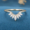 Marquise cut Moissanite Curved Wedding Band Ring 