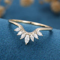 Marquise cut Moissanite Curved Wedding Band Ring 