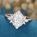 Oval cut Moissanite Halo  Engagement Ring 
