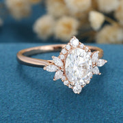 Oval cut Moissanite Halo  Engagement Ring 