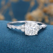 1.25 Carat Cushion cut Moissanite Halo Engagement Ring 