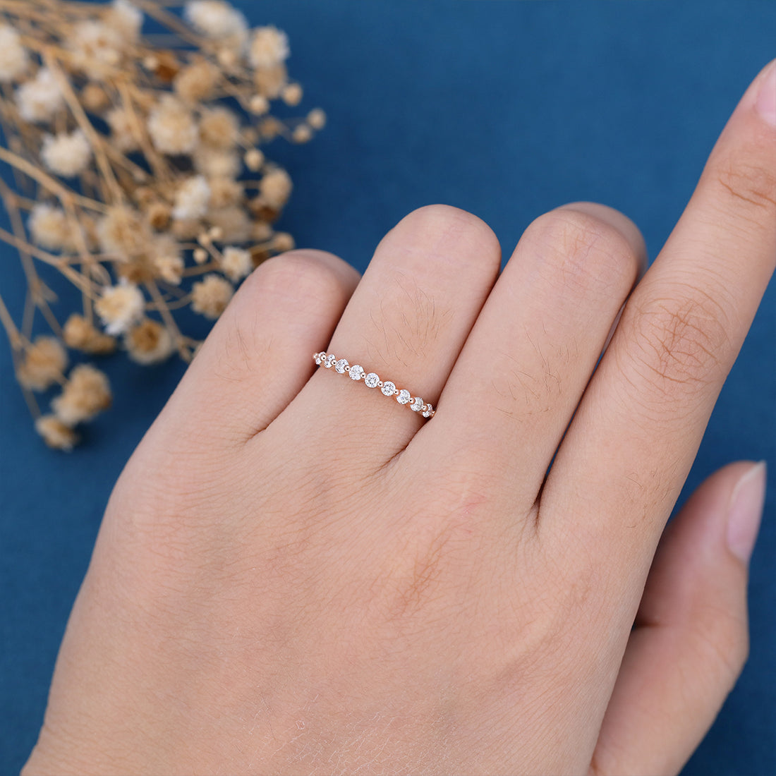 Moissanite | Diamond Half Eternity Wedding (Anniversary)Band 
