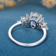 Oval cut moonstone cluster Engagement ring 