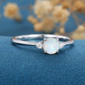Round cut Opal | Aquamarine Engagement ring 
