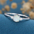 Round cut Opal | Aquamarine Engagement ring 
