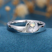 Round cut Opal Engagement Ring 
