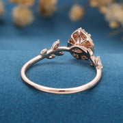 1.25 Carat Pear cut Moissanite leaf Engagement Ring 
