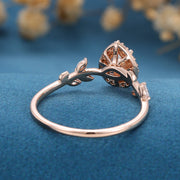 Pear cut Moissanite leaf Engagement Ring 