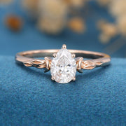 Pear cut Moissanite Solitaire Engagement Ring 