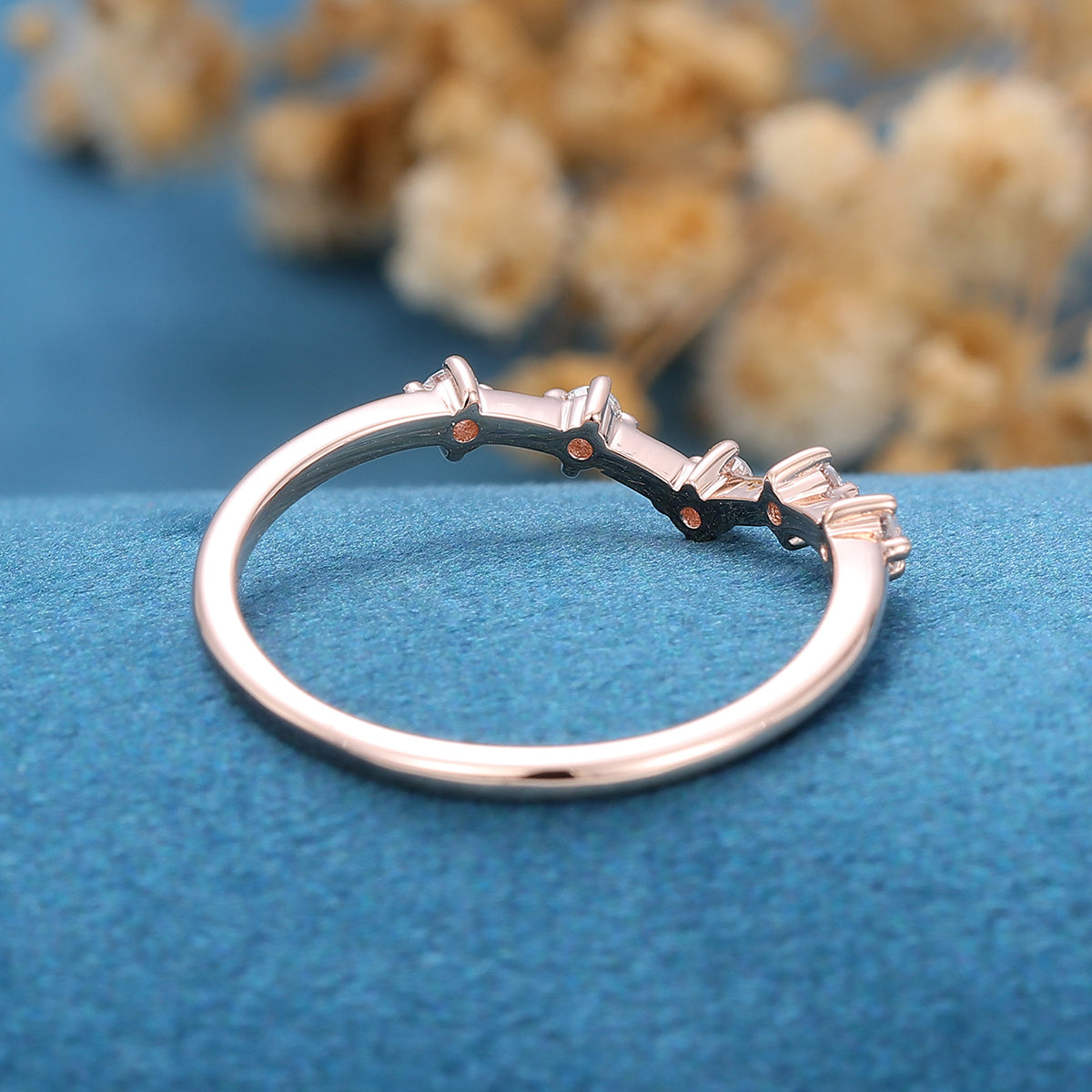 Diamond Curved Wedding Band Ring Matching Engagement ring 