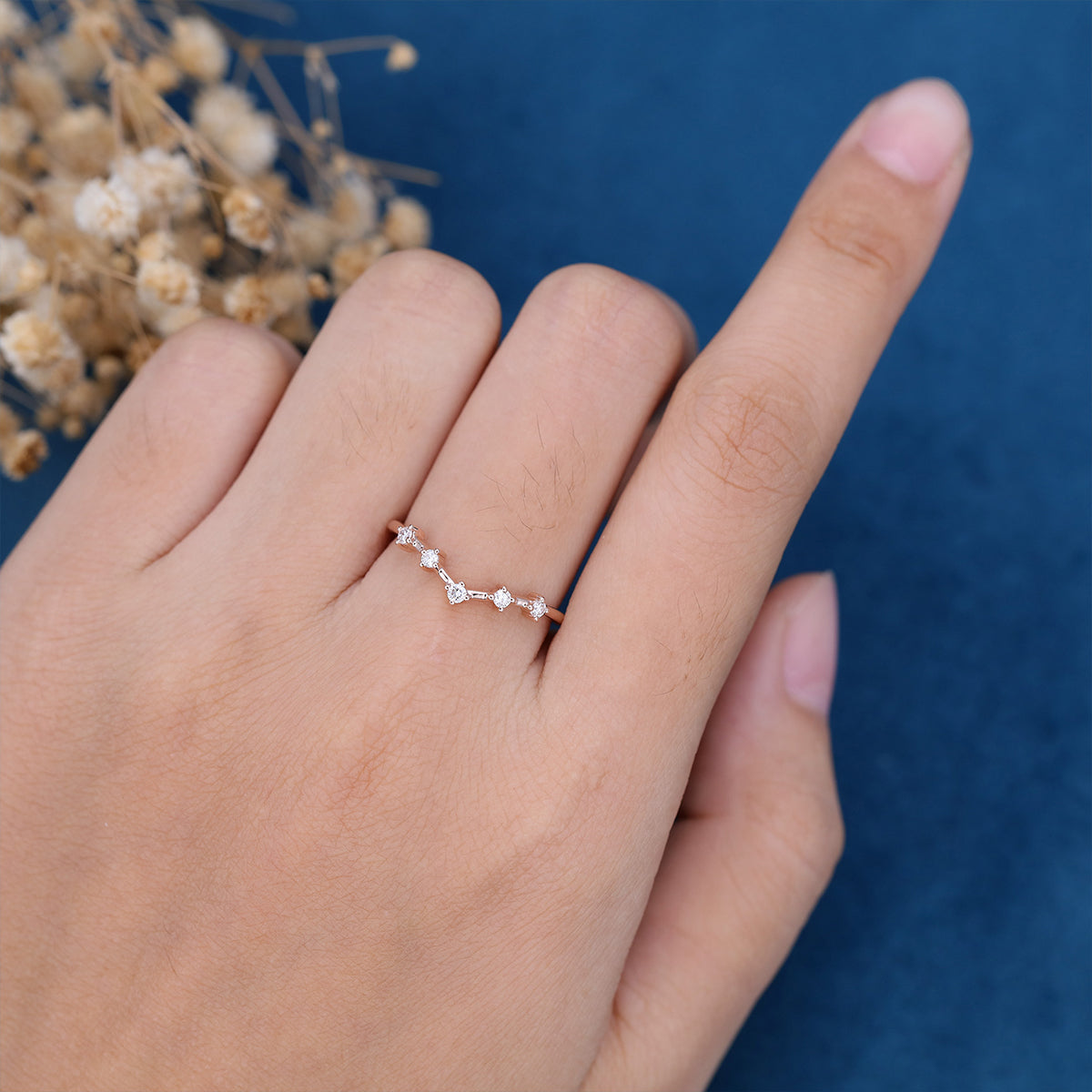 Diamond Curved Wedding Band Ring Matching Engagement ring 