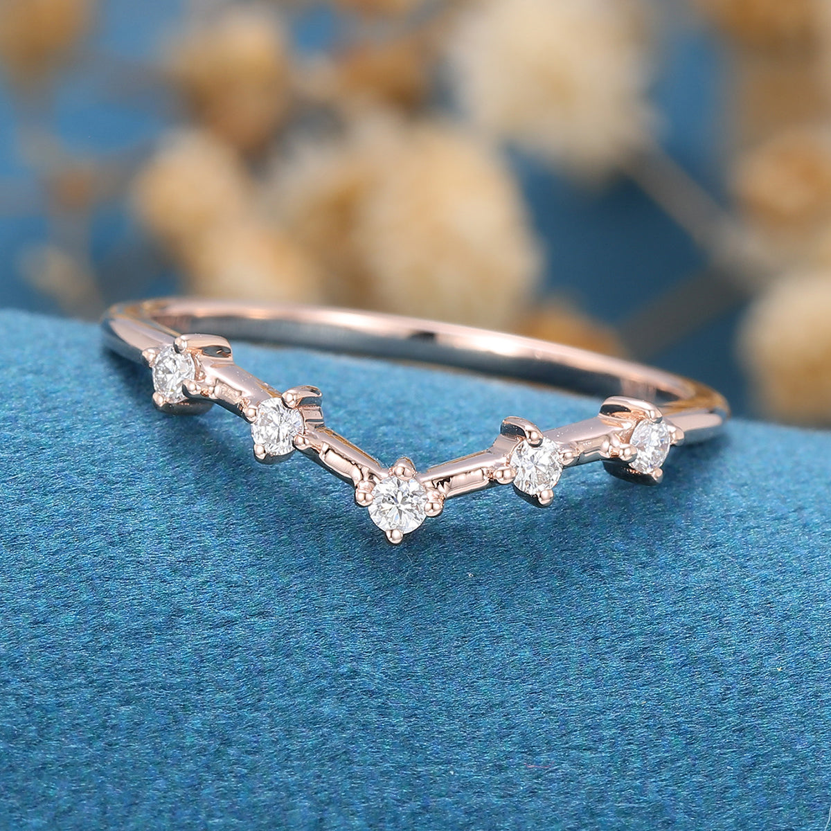 Diamond Curved Wedding Band Ring Matching Engagement ring 
