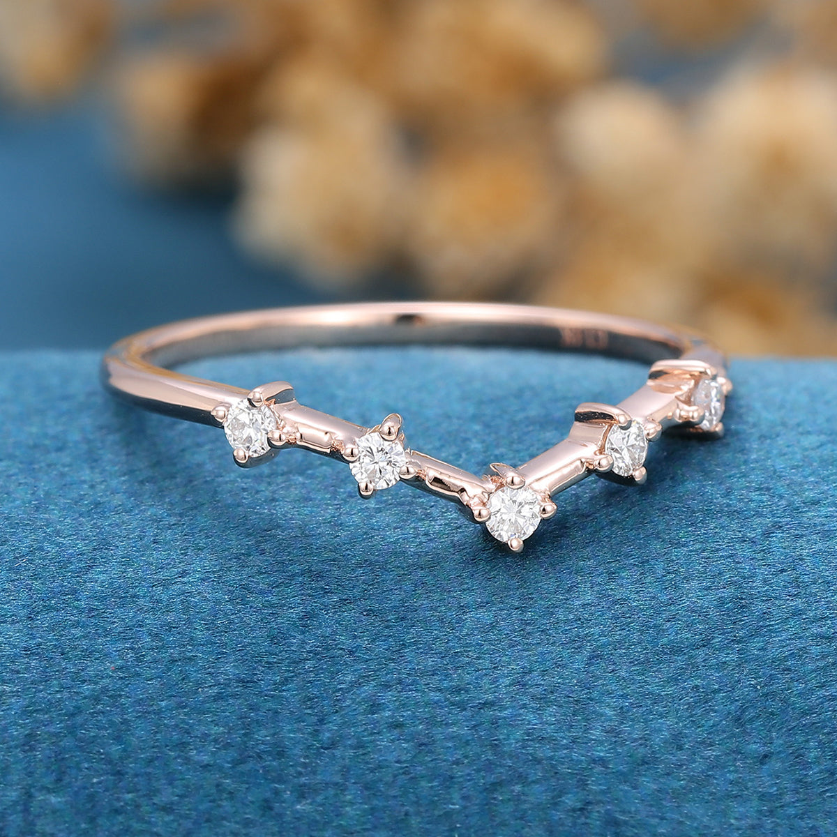 Diamond Curved Wedding Band Ring Matching Engagement ring 