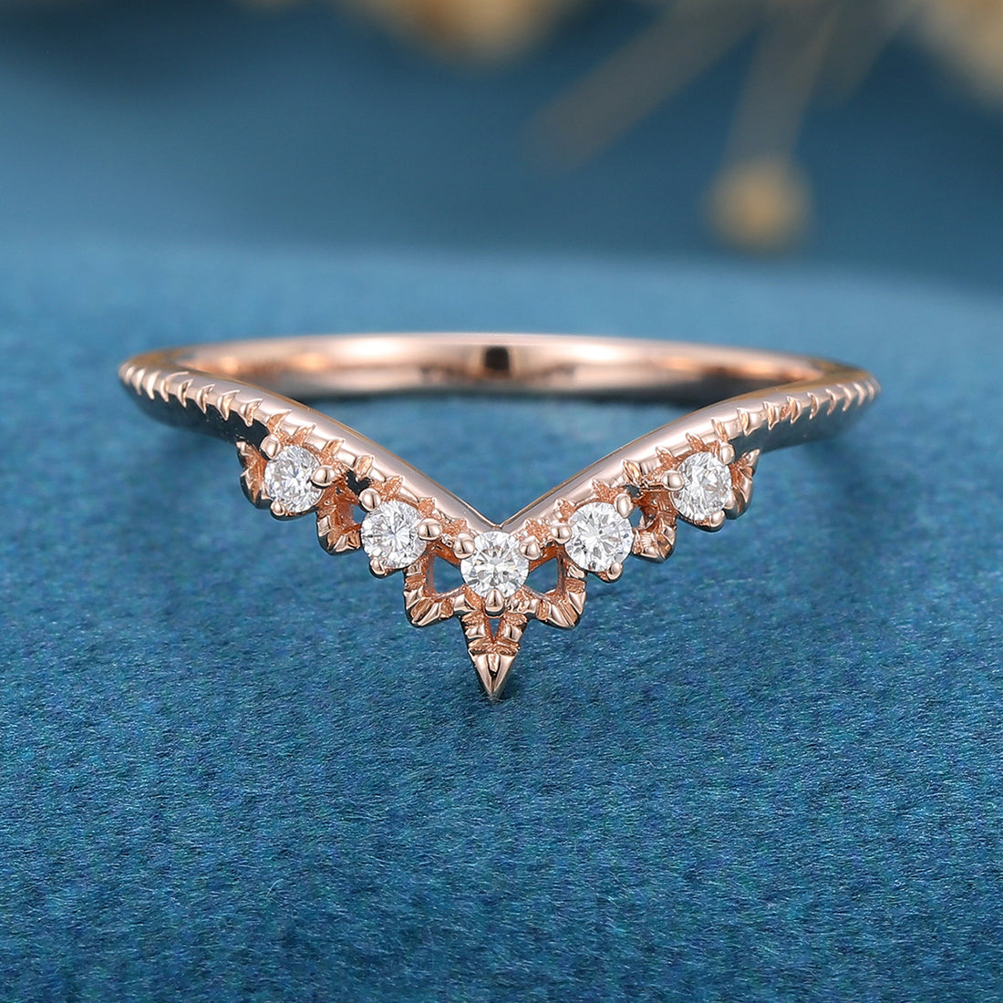 Diamond Curved Wedding Band Ring Matching Engagement ring 