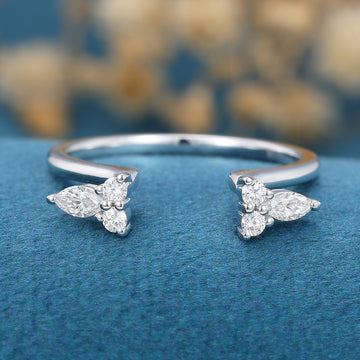 Marquise Moissanite | Diamond Open Wedding Band Ring 