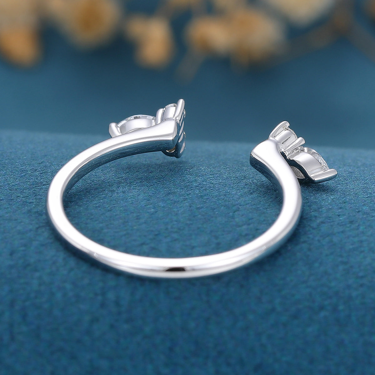 Marquise Moissanite | Diamond Open Wedding Band Ring 