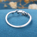 Marquise Cut Moissanite | diamond leaf Curved Wedding Band Ring 