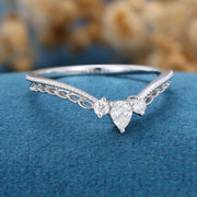 Pear shaped Curved Wedding Band Ring 